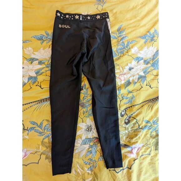 SOUL cycle x ultracor black and silver star leggings sz large excellent conditio - Picture 1 of 4